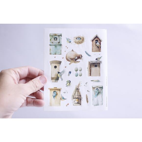 Marjolein Bastin, Birds with Birdhouses, Sticker Sheet, Cute Illustrations, 556 - Picture 1 of 1